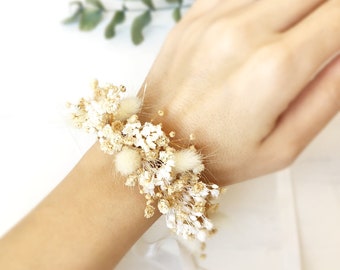 Dry flower natural wrist corsages, baby's breath Corsage Bracelet, Dry flowers bracelet, Handmade Bridesmaid Wrist Corsages, mother bracelet