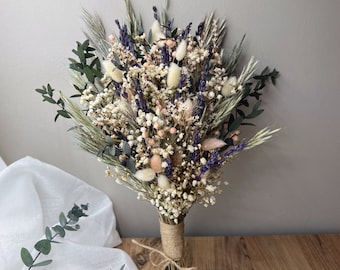 Lavander Dried flower Bouquet, Blush pink Wedding Bouquet, Floral bridal Bouquet, Preserved Flowers Greenery Bouquet, Bridesmaid Bouquet