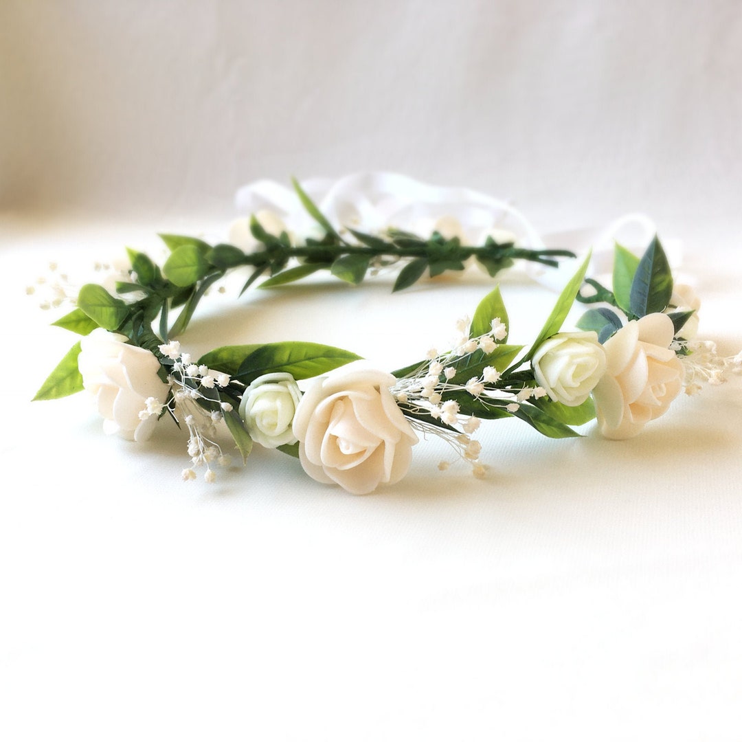 White Flower Crown White Rose Flower Crown Buttercup - Etsy
