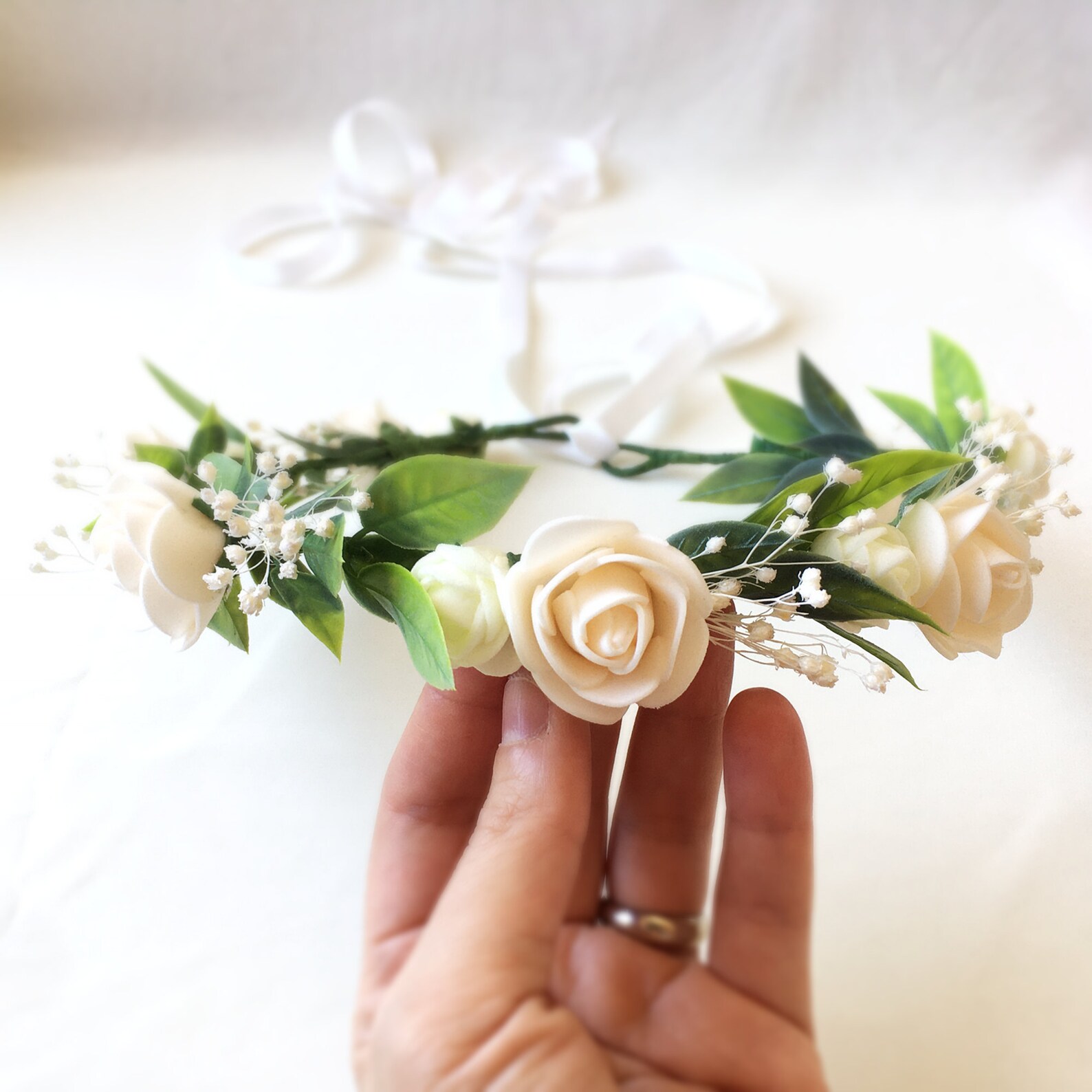 White Flower Crown White Rose Flower Crown Buttercup Etsy