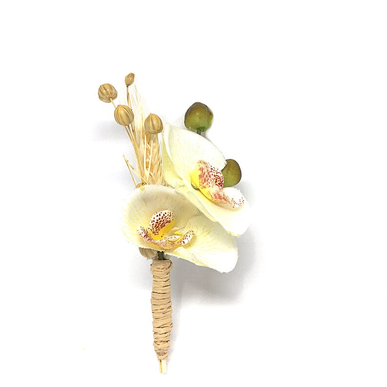 Rustic button hole Rustic Wedding Boutonniere orchid collar flower Groomsmen Boutonniere Wedding Boutonniere Boutonniere for men