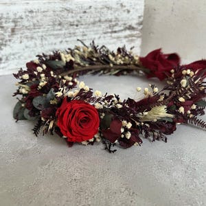 Burgundy Bridal Bouquet, Red Rose Wedding Bouquet, Dried Flowers Boho Bouquet for Bride, Rustic Wedding Flowers image 17