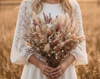 Blush pink Wedding Bouquet, Dried flower Bouquet, Floral bridal Bouquet, Preserved Flowers blush pink Bouquet, Bridesmaid Bouquet Gift