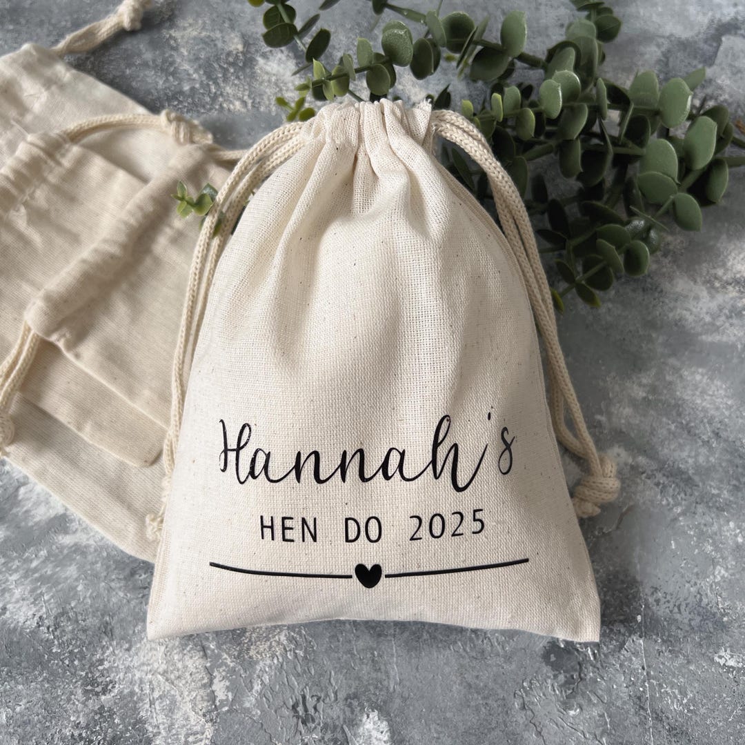 Personalized Cotton Drawstring Pouch, Custom Wedding Favor Bag - Etsy