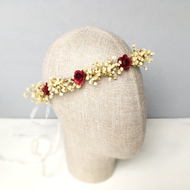 Baby's Breath Flower Crown Burgundy Flower Crown Etsy