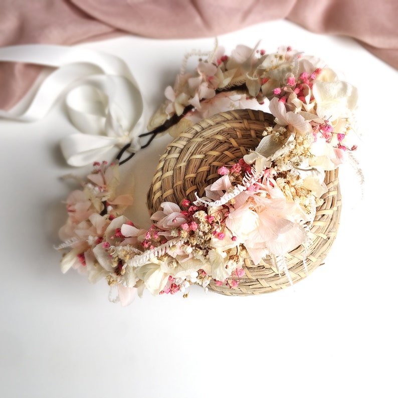 Wedding Floral headpiece Blush light pink Boho flower crown Bridal flower crown Flower crown Wedding crown pink flower bridal crown
