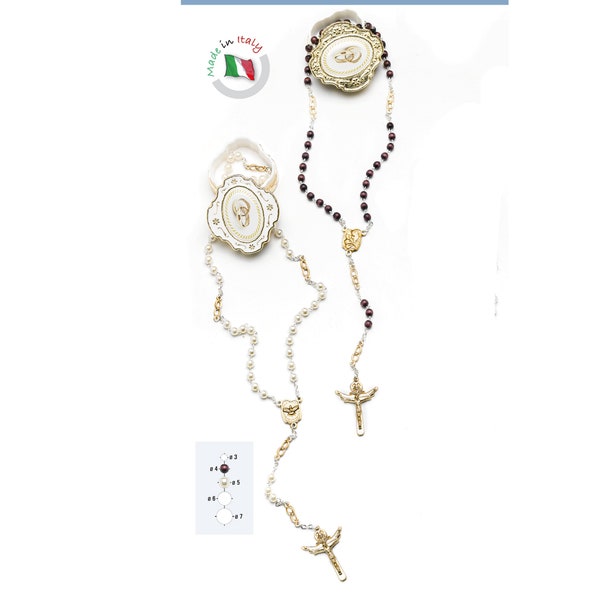 Catholic Wedding Rosary Set Cream and Brown wood Beads Unity Couples Marble Beads Wedding or Anniversaries Gift Boxed