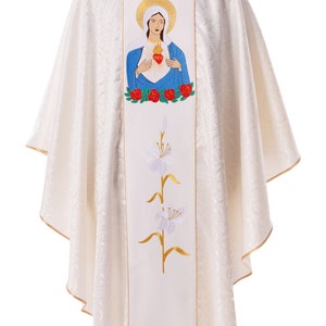 Immaculate Heart of Mary Chasuble Gothic Vestment & Stole