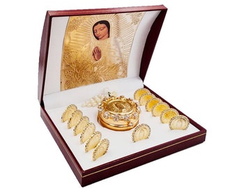 Wedding Unity Coins Set Decorative Display Case - Classic Gold-plated Ceremony Arras Set -