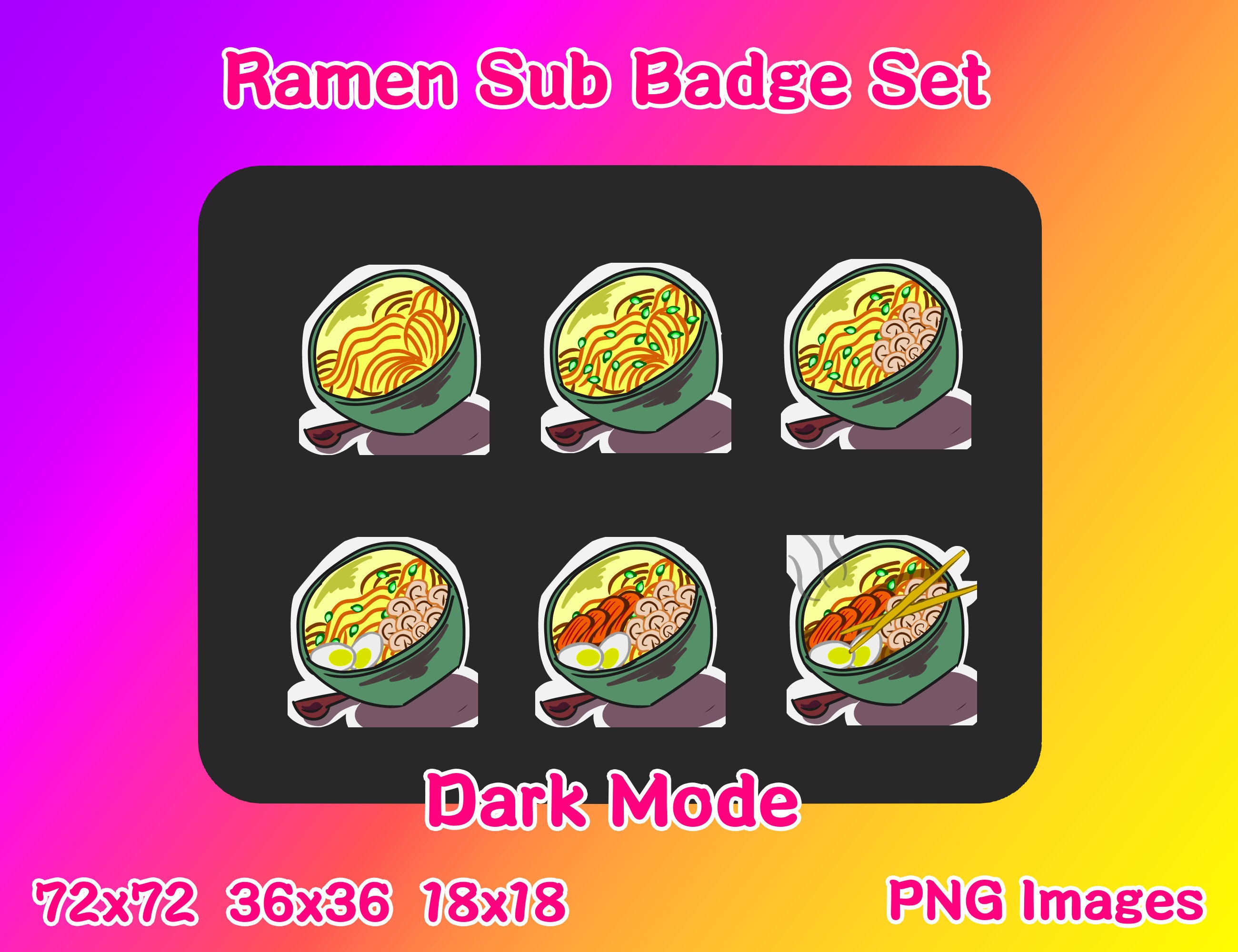 Ramen Noodles Sub Badge / Cartoon Style / Twitch Stream | Etsy