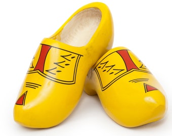 Echte holländische Holzschuhe, traditionell, gelb. in allen Größen.