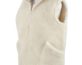 Body warmer 100% sheep wool white color - size S - XXXL