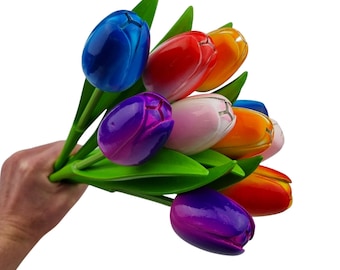 Bouquet with wooden tulips (10, 20 or 30 tulips in a mix of colors)