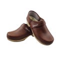 Simson classic brown clogs with wooden sole and leather cap product logo