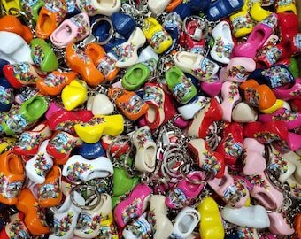 Llaveros de zuecos Woodenshoes - mezcla de colores 50/100/250/500/1000 piezas