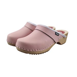 Dina Swedish clogs soft pink - Leather & Wood