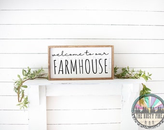 Welcome to Our Farmhouse Wood Sign | Rustic | Farmhouse | Shelf Decor | Entryway |