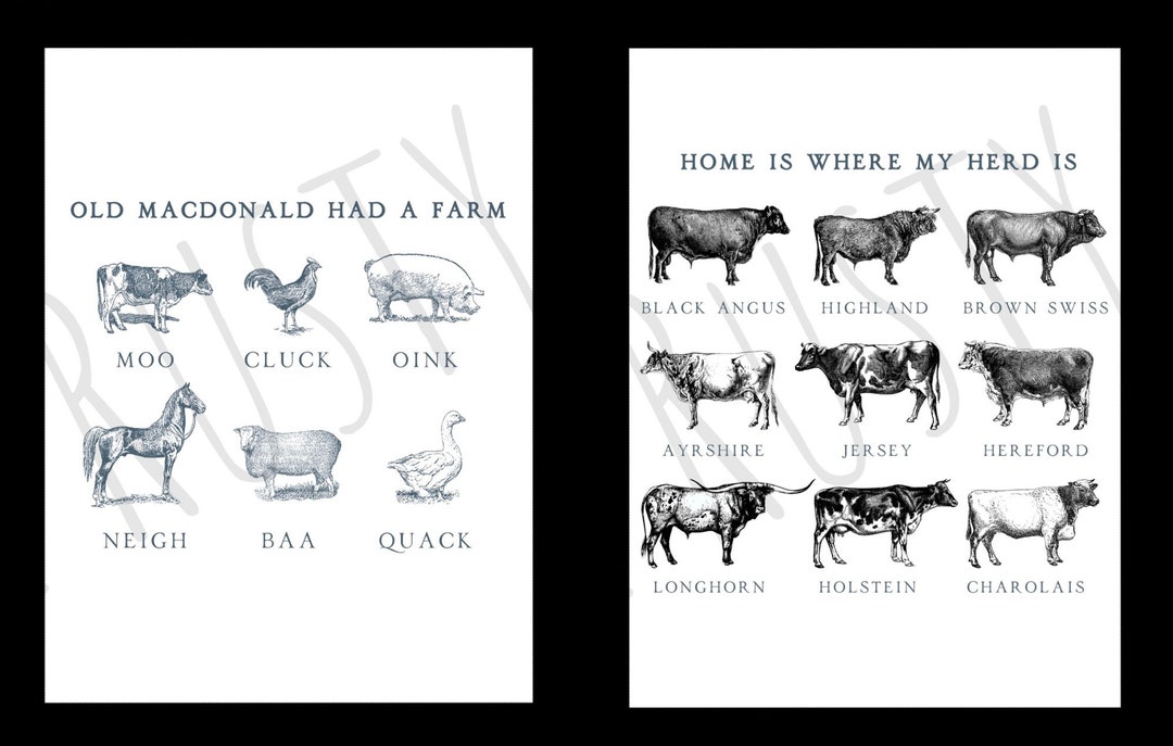 Farm Animal Wall Decor Print Outs Home is Where My Herd is Etsy