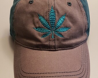 Embroidered Hat With Marijuana Embroidwery