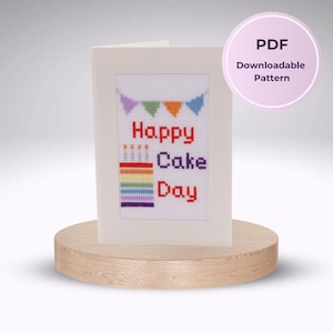 Happy Cake Day - Modèle de point de croix PDF à télécharger