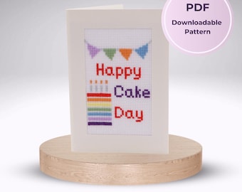 Happy Cake Day - Downloadable PDF Cross Stitch Pattern