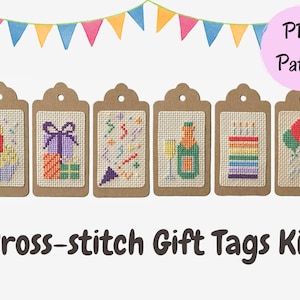 Kreuzstich Geschenkanhänger Kit | 6 Designs | Herunterladbare PDF-Kreuzstichmuster