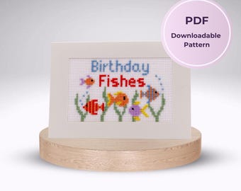 Birthday Fishes - Downloadable PDF Cross Stitch Pattern