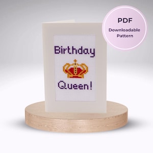 Rainha do aniversário - padrão de ponto cruz em PDF para download