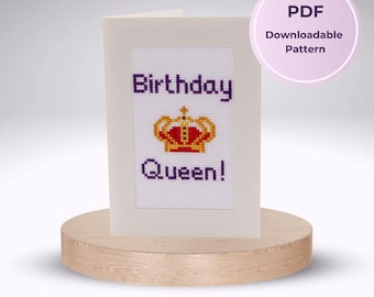 Birthday Queen - Downloadable PDF Cross Stitch Pattern