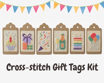 Cross Stitch Gift Tags Kit | Pack Of 6 Designs | Cross-stitch Kit
