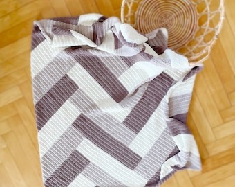 CROCHET PATTERN |  Crochet Blanket Throw Afghan | The Herringbone Blanket 2 Crochet Pattern