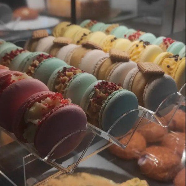 Support pour macarons sur 5 pistes, support à gâteaux, Macaron, support à biscuits, présentoir à craquelins, plateau à macarons en acrylique, macarons en un seul ensemble