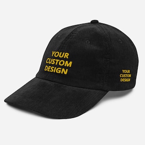 Side Stitch Hat, Side Hat Embroidery, Customize Side of Hat, Personalized Caps, Custom Vintage Corduroy Hat, Cord Baseball Cap, Side Cap