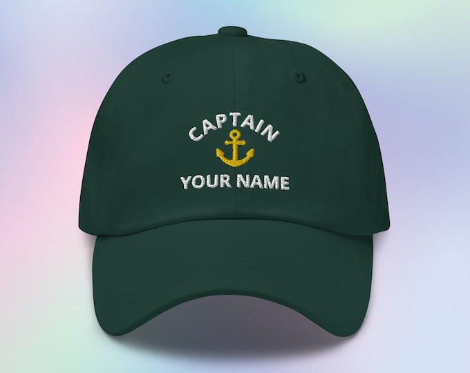 Skipper Baseball Cap, Captains Hat, Custom Dad Hat, Custom Cap, Captain Hats, Embroidered Boat Captain Hat, Sailor Hat, Personalized Text