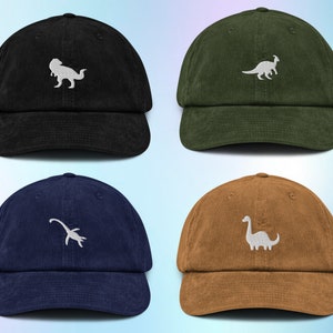 Sombrero de pana, gorra de pana de dinosaurio, sombrero de braquiosaurio, sombrero de plesiosaurio, sombrero T-Rex, sombrero de Parasaurolophus, sombrero de papá bordado, sombrero ajustable