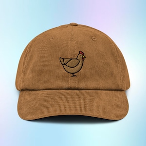 Corduroy Hen Hat, Hen Gifts, Chicken Hat, Chicken Lover, Animal Corduroy Hat, Embroidered, Adjustable Hat, For Men, For Women, For Her
