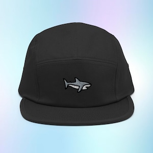 Shark 5 Panel Hat, Shark Five Panel Cap, Great White Shark Hat, Fish Hat, Embroidered Panel Hat, Adjustable 5 Panel Cap, Animal Hat
