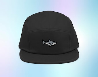Shark 5 Panel Hat, Shark Five Panel Cap, Great White Shark Hat, Fish Hat, Embroidered Panel Hat, Adjustable 5 Panel Cap, Animal Hat