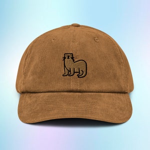 Corduroy Otter Hat, Animal Corduroy Hat, Otter Cap, Embroidered Corduroy Dad Hat, Corduroy Cap, Adjustable Hat, Animal Lover Gift