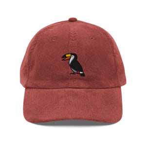 Corduroy Toucan Hat, Embroidered Toucan Cap, Cord Toucan Hat, Cord Hat, Gift Idea For Toucan Lover, Bird Corduroy Hat, Neotropical Birds