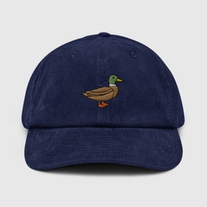 Corduroy Mallard Duck Hat, Duck Gifts, Duck Lover Gift, Animal Corduroy Hat, Embroidered, Adjustable Hat, For Men, For Women, For Her, Ducks