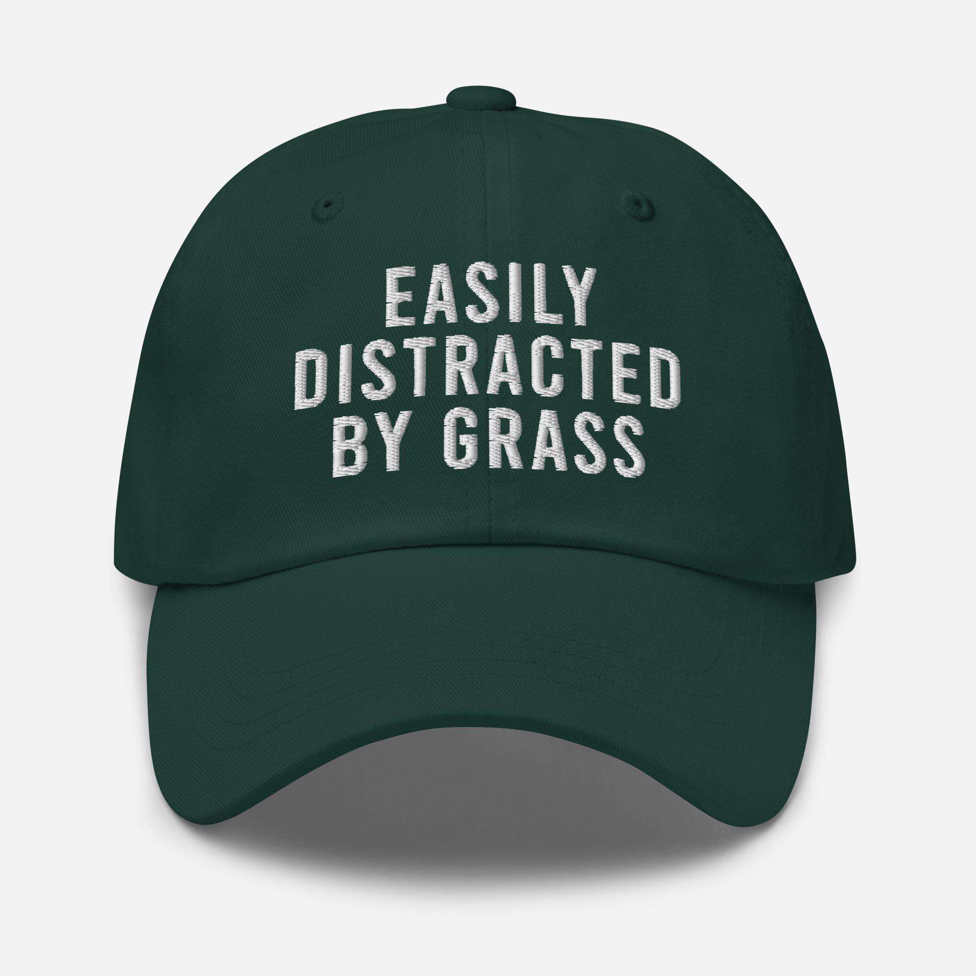 Easily Distracted By Grass Hat, Grass Lover Hat, Lawn Enthusiast Hat, Fresh Cut Grass Gift, Lawn Care Hat, Lawn mowing Cap, Lawnmower Hat