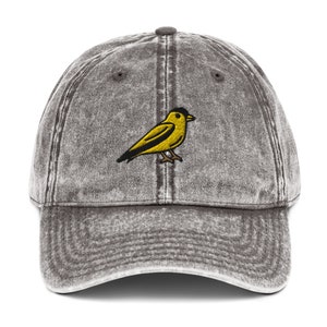 American Goldfinch Cap, Vintage Embroidered Hat, Bird Watching Gift, Wildlife Gifts, Songbird Hat, Bird Lover Cap, Ornithology Gift, For Him
