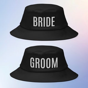 Groom Bucket Hat, Bride Bucket Hat, Custom Bucket Hat, Honeymoon Hats, Bride Hat, Wifey Bucket Hat, Bachelorette Party Hat, Bride Groom Hats