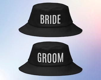 Groom Bucket Hat, Bride Bucket Hat, Custom Bucket Hat, Honeymoon Hats, Bride Hat, Wifey Bucket Hat, Bachelorette Party Hat, Bride Groom Hats