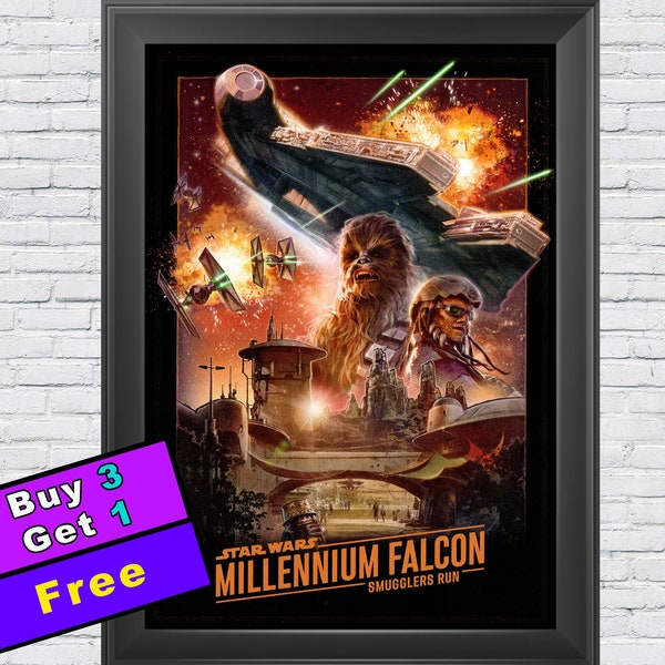 Star Wars Millennium Falcon: Smugglers Run Attraction Poster 12"x18" - Disneyland / Disney's Hollywood Studios - Galaxy's Edge