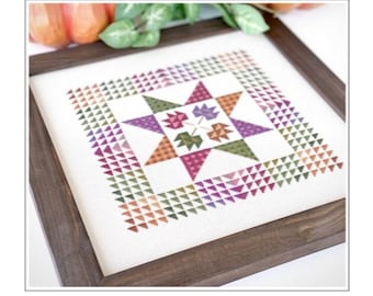 PAPER Fall Leaves and Flannel cross stitch pattern PAPER COPY