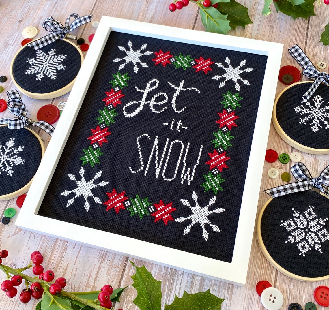 PDF - Let It Snow Cross Stitch Pattern Plus 4 Bonus Snowflakes - PDF ...