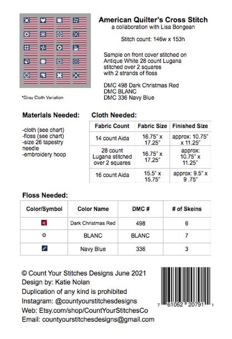 PAPER Pattern American Quilter's Cross Stitch PAPER COPY image 3