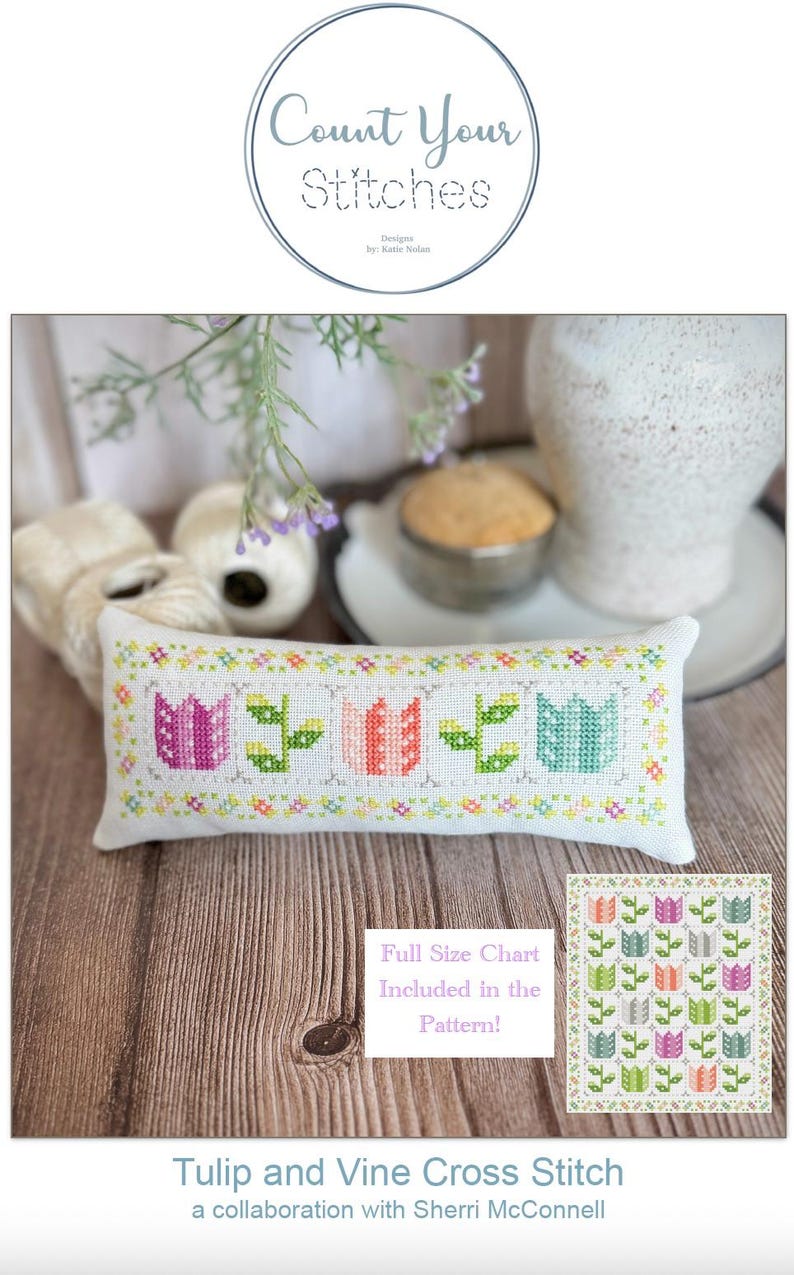 Paper - Tulip and Vine Cross Stitch - Paper Pattern - Etsy
